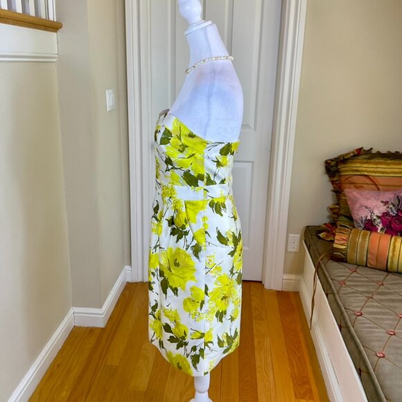 Kate Spade Dress Wedding Belles Silk Cotton Strapless Yellow Floral (8) - Picture 2 of 10